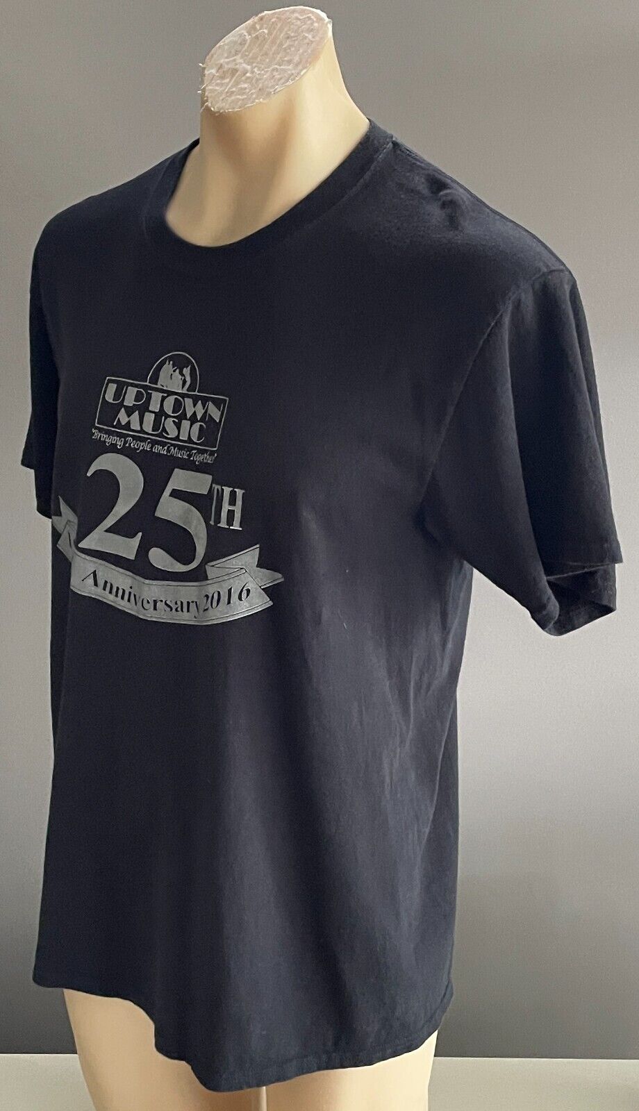 UPTOWN MUSIC 25th Anniversary T-Shirt PORT and COMPANY Black Short Sleeve Mens L