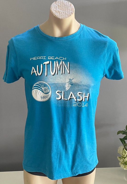 Blue Short Sleeve T-Shirt "Werri Beach Autumn Slash 2014" Unisex Chest 100cm Tee