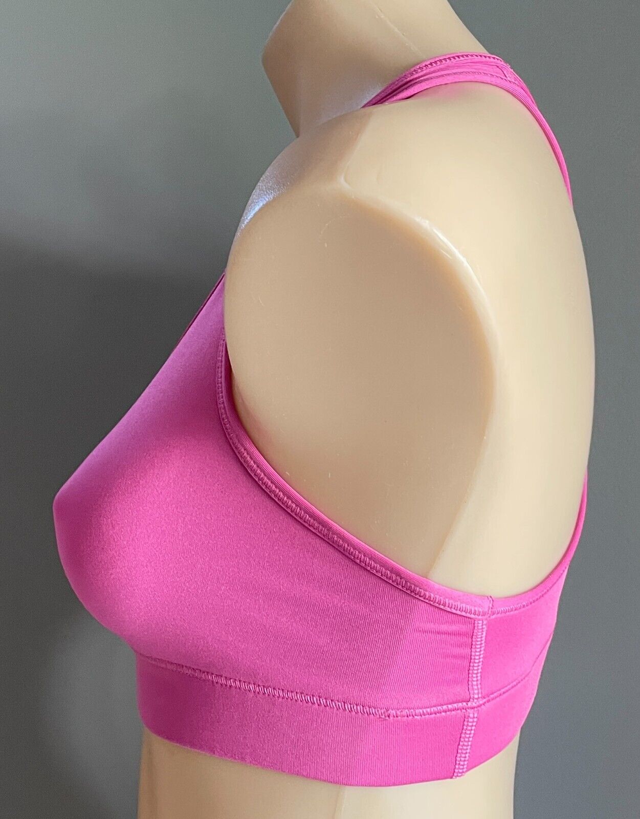 NIKE Crop Top Sports Bra Pink & White Logo Print Racer Back Gym Active Sz XS
