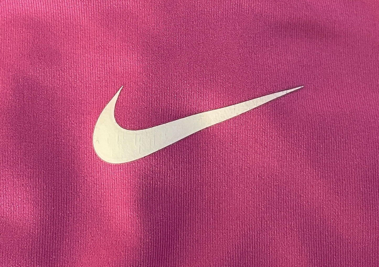 NIKE Crop Top Sports Bra Pink & White Logo Print Racer Back Gym Active Sz XS