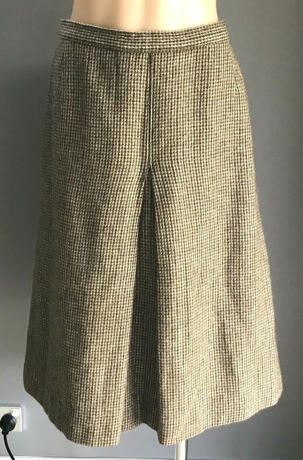 Tailored Skirt Invert Pleat Brown Check Winter Weight Midi Length Ladies Size 18