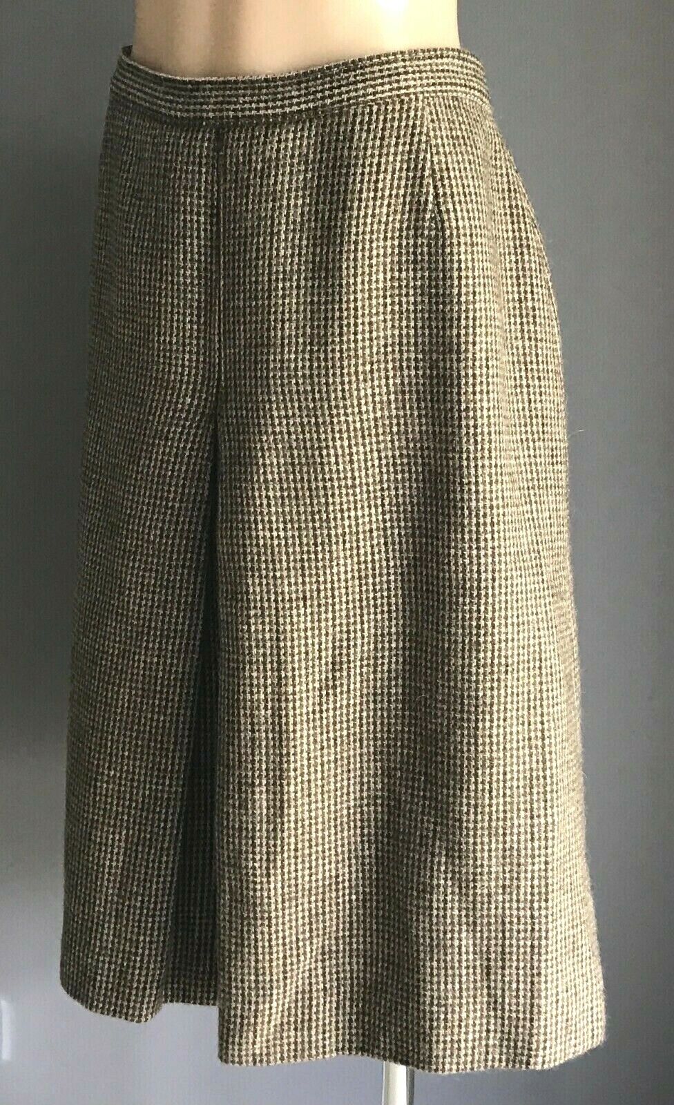 Tailored Skirt Invert Pleat Brown Check Winter Weight Midi Length Ladies Size 18