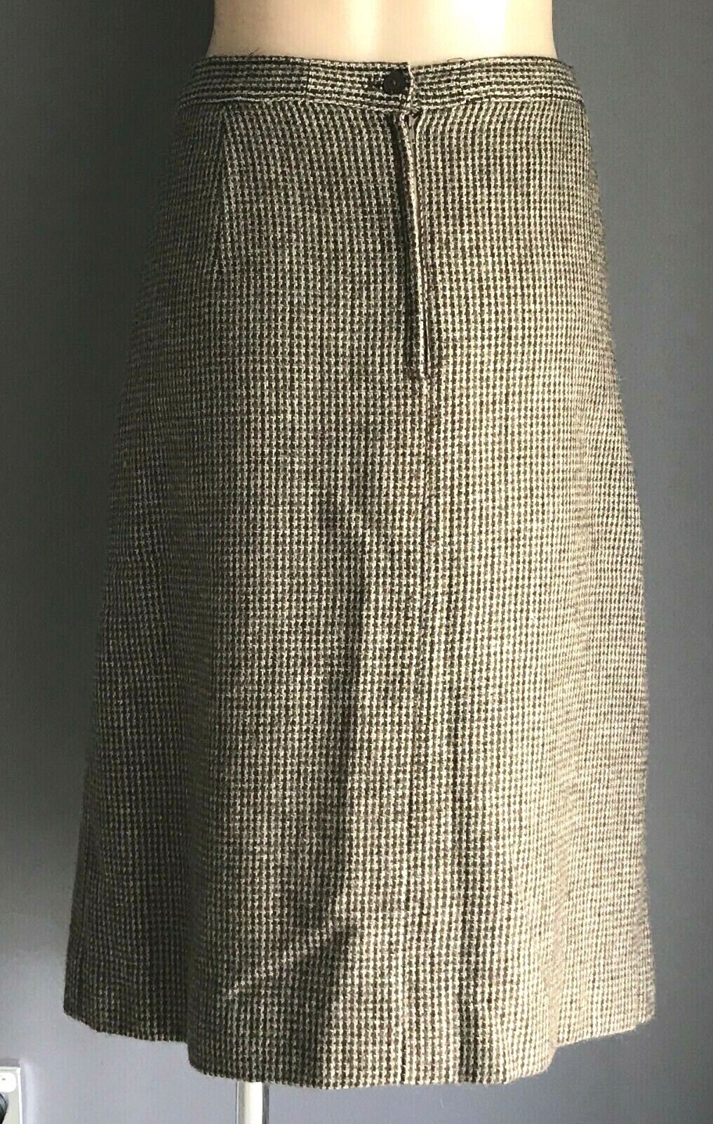 Tailored Skirt Invert Pleat Brown Check Winter Weight Midi Length Ladies Size 18