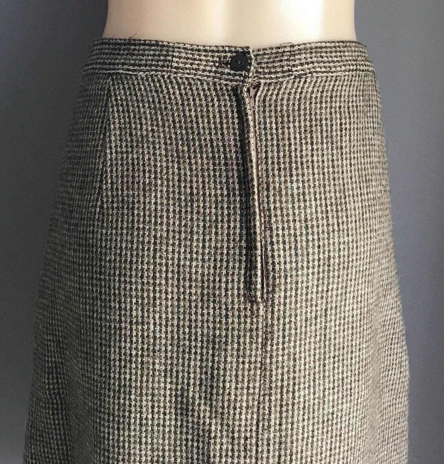 Tailored Skirt Invert Pleat Brown Check Winter Weight Midi Length Ladies Size 18