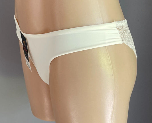 OFICICO Panties Cream Plain Front Lace Back Underwear Ladies Size L 10 NWT