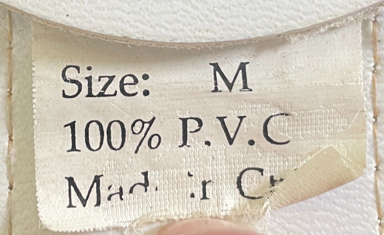 Ladies Belt RUSTY 4cm White PVC & Silver Stud Trim Sz M Fit Waist 82 102cm 90's