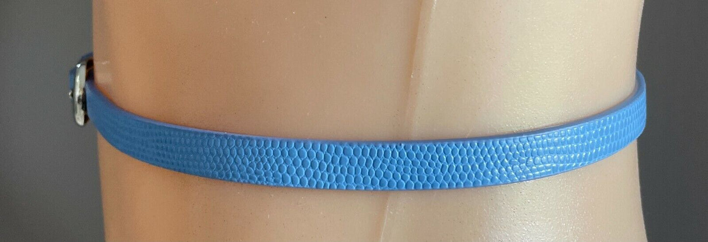 Ladies Belt Pleather 1cm Blue Croc & PU Fit Waist 66 - 76cm Thin Skinny