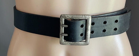 LEATHER Belt AMERICA TODAY Black Silver Tone Buckle Size 75 To Fit Waist 70 80cm