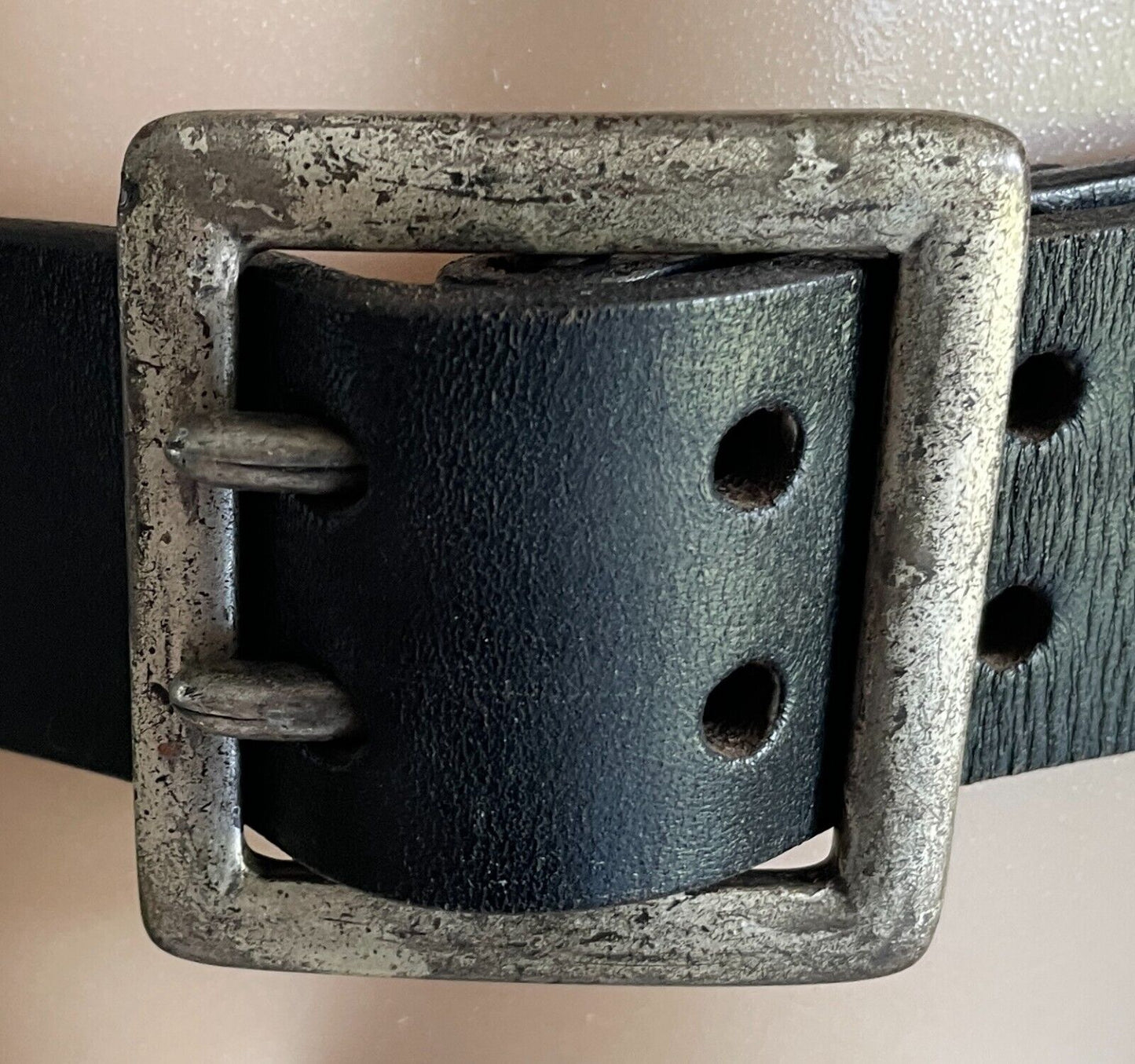 LEATHER Belt AMERICA TODAY Black Silver Tone Buckle Size 75 To Fit Waist 70 80cm