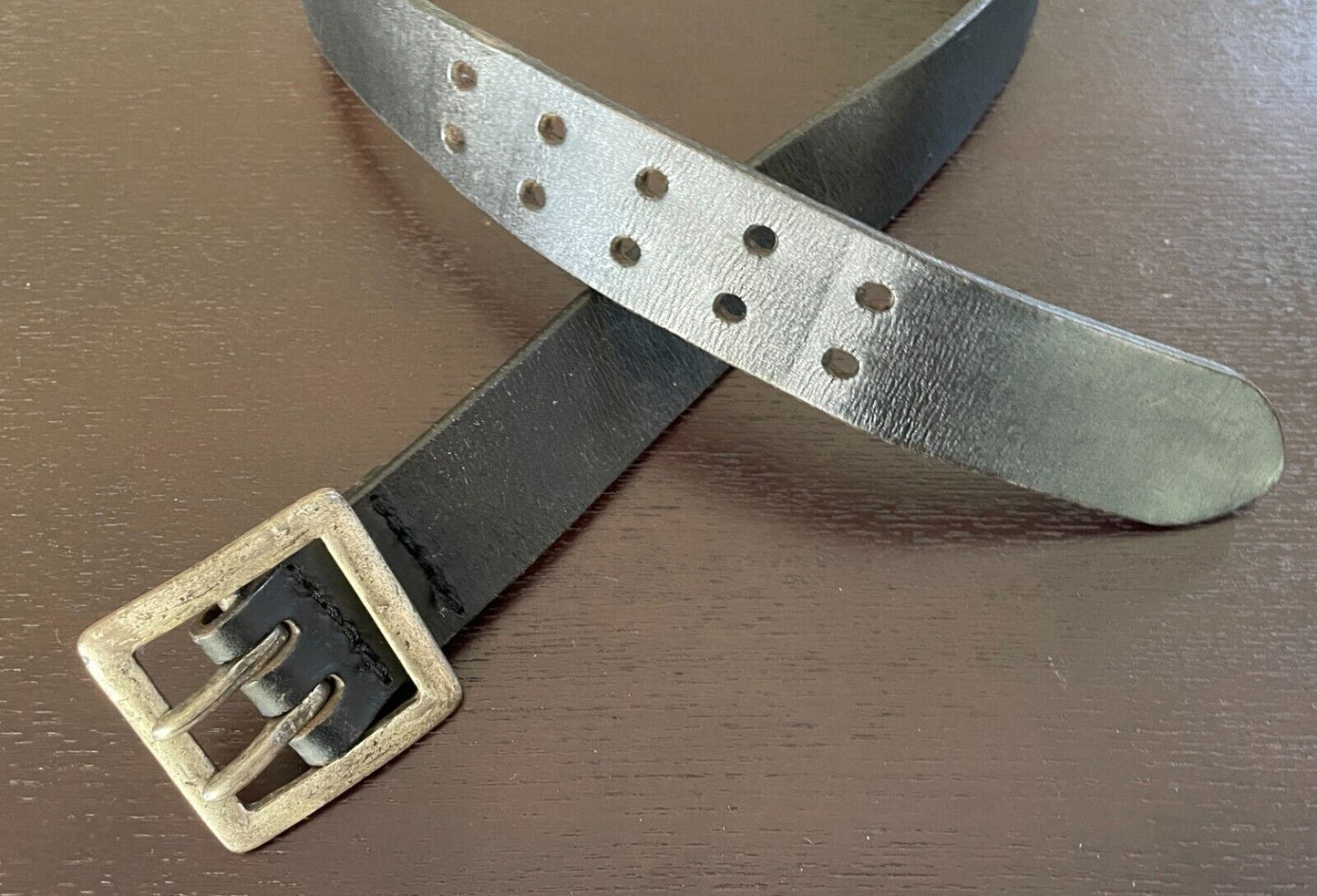 LEATHER Belt AMERICA TODAY Black Silver Tone Buckle Size 75 To Fit Waist 70 80cm
