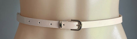 Ladies Belt TARGET Pleather Patent Blush PU Thin 1.5cm Wide Fit Waist 84 - 94cm