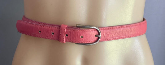 Ladies LEATHER Belt 2.2cm Salmon To Fit Waist 90 - 100cm