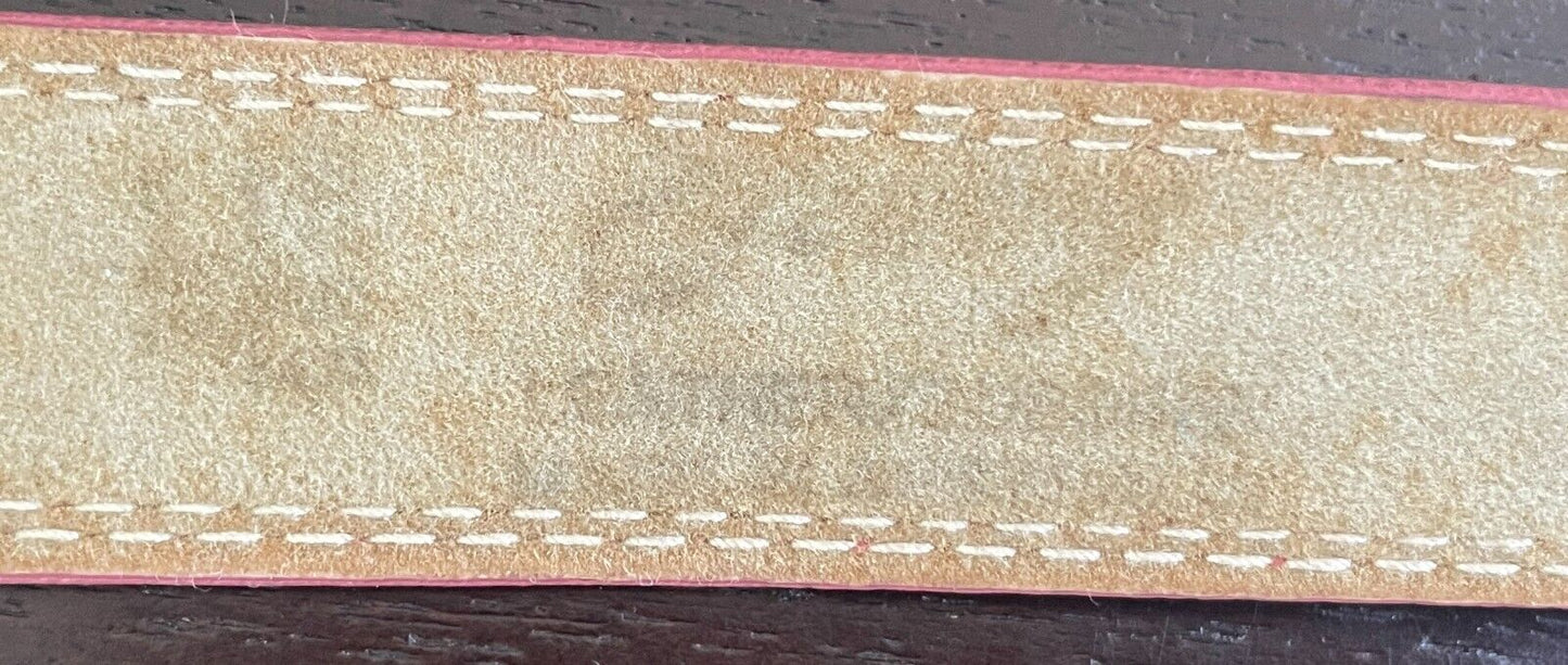 Ladies LEATHER Belt 2.2cm Salmon To Fit Waist 90 - 100cm