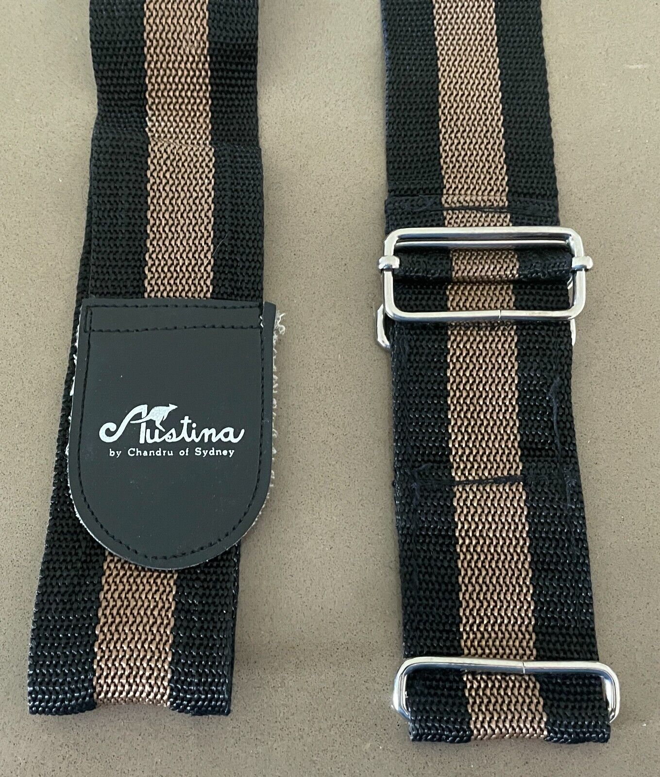Vtg AUSTINA Black & Brown Adjustable Multi-Purpose Bag Strap Up to 6 Feet Long
