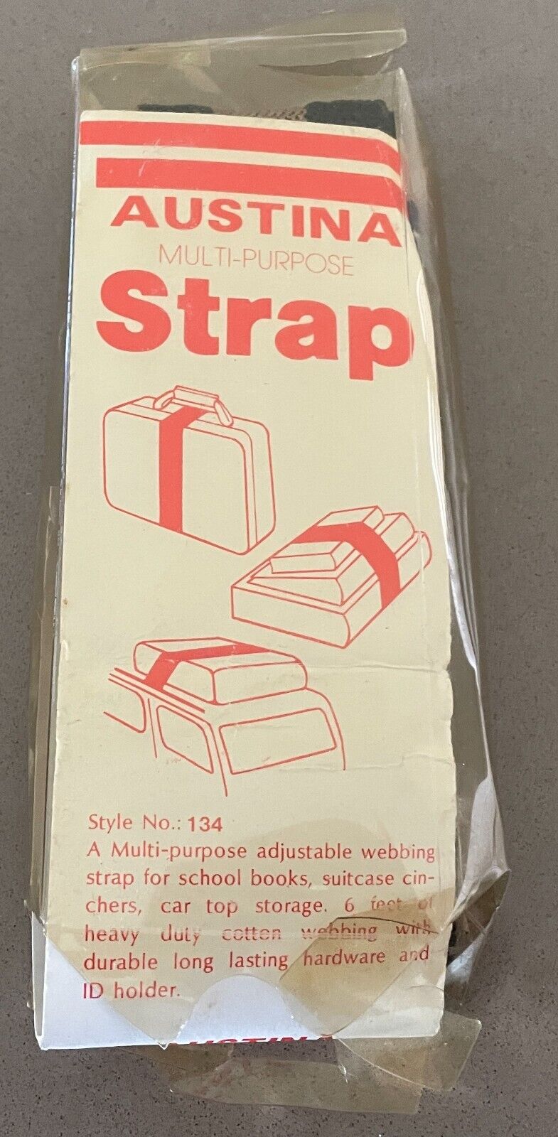 Vtg AUSTINA Black & Brown Adjustable Multi-Purpose Bag Strap Up to 6 Feet Long
