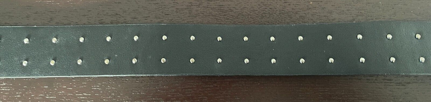 ZARA Belt Black Pleather Cowboy Western Double Etched Silver Buckle Stud Size 85