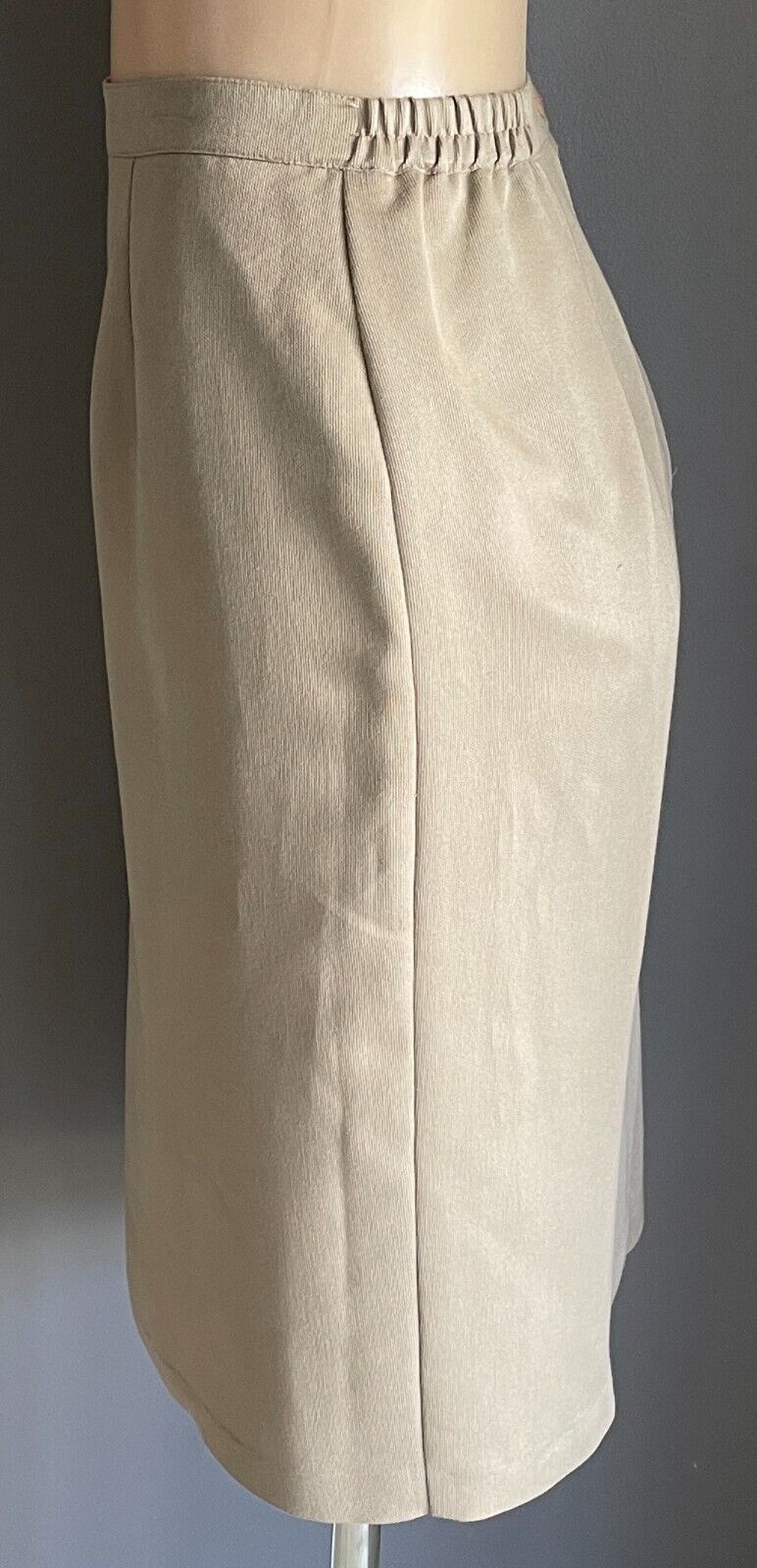 Vintage D.I.O Lined Skirt Khaki Brown Straight Partially Elastic Waist  Size 16