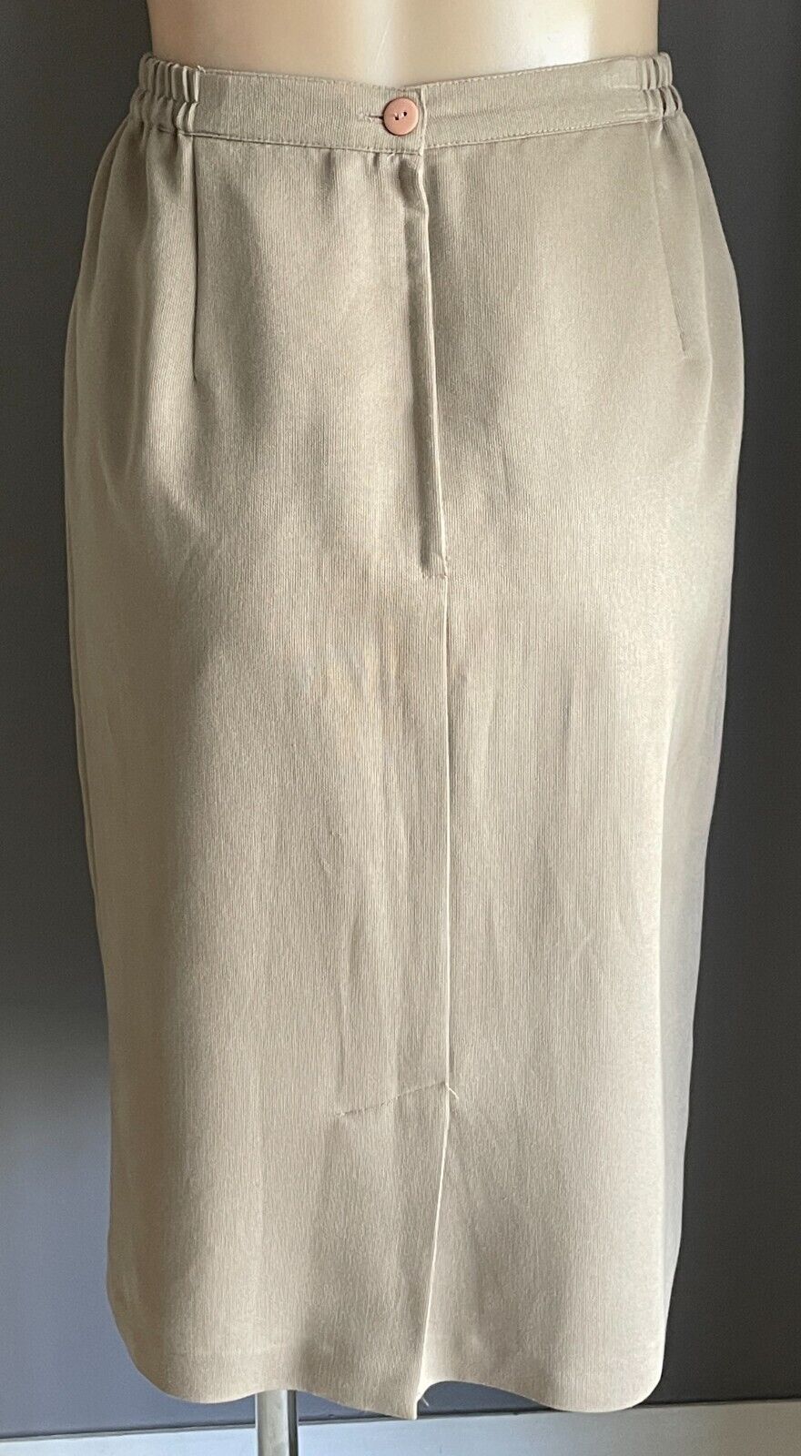 Vintage D.I.O Lined Skirt Khaki Brown Straight Partially Elastic Waist  Size 16