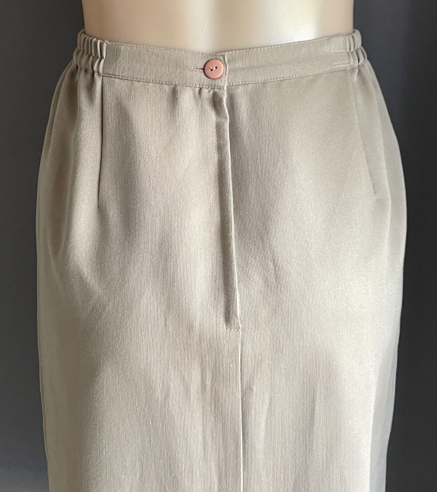 Vintage D.I.O Lined Skirt Khaki Brown Straight Partially Elastic Waist  Size 16