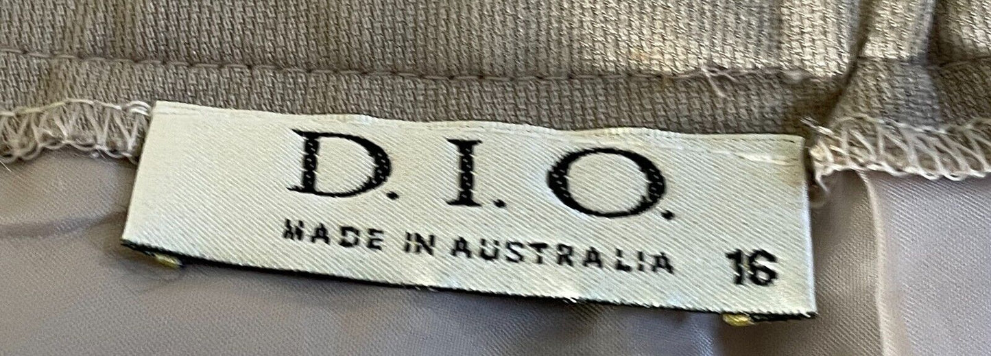 Vintage D.I.O Lined Skirt Khaki Brown Straight Partially Elastic Waist  Size 16