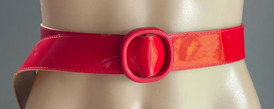 Cherry Red Patent Belt Pleather 3.5cm PINUP 102cm Long Ladies Rockabilly