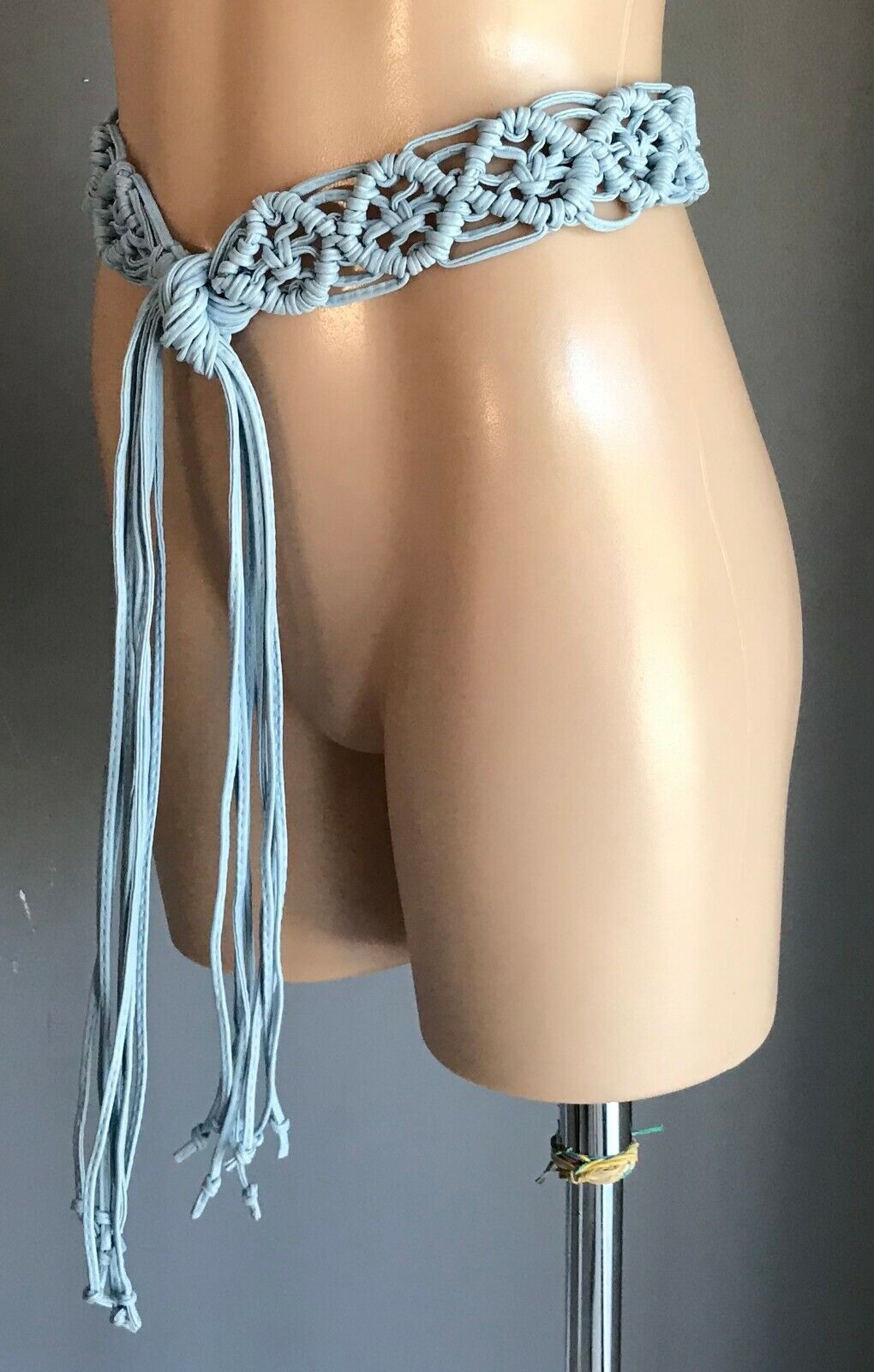 Wide BOHO Belt Pleather Woven Light Blue Knot Tie 5cm To Fit Ladies  Size 8 - 14