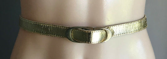 Ladies Gold Belt Pleather 2cm Gold Tone Buckle for size 6 8 Dress Skirt 77.5cm