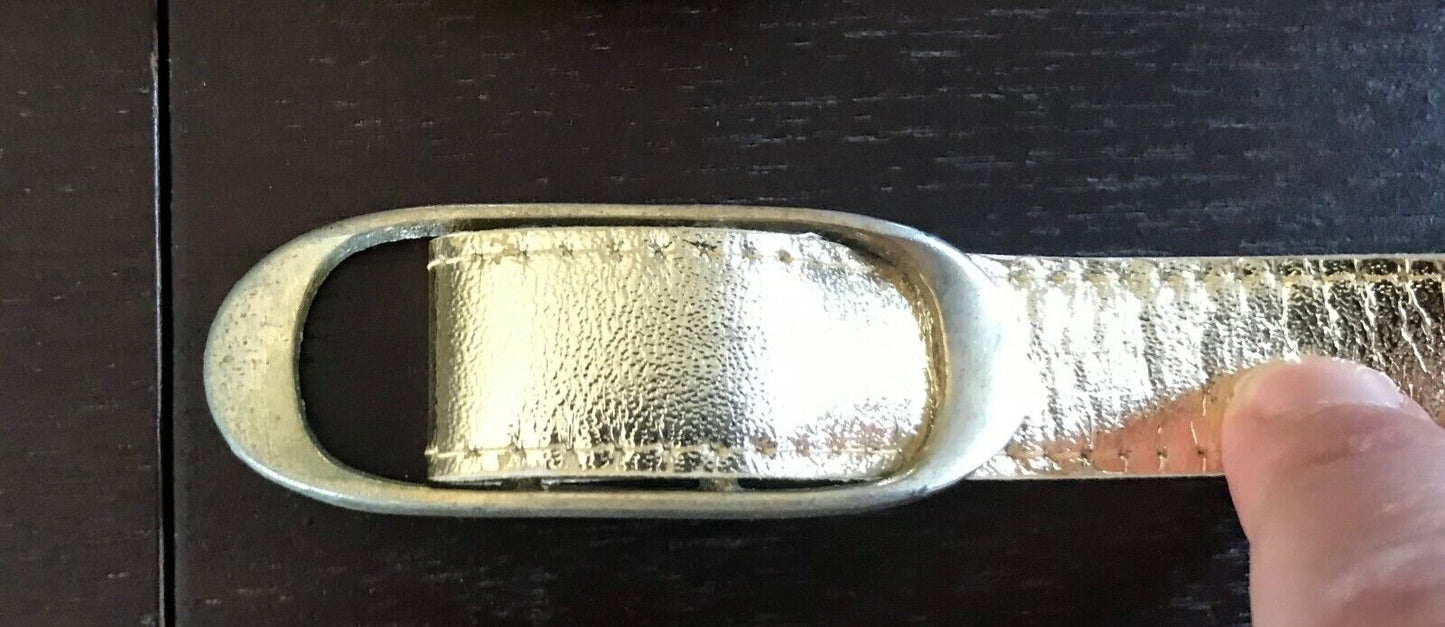 Ladies Gold Belt Pleather 2cm Gold Tone Buckle for size 6 8 Dress Skirt 77.5cm