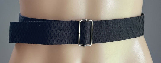 Ladies Belt ZIMMERMAN Fabric 3.5cm Black 3D Diamond Print PVC Backed Size 8 12