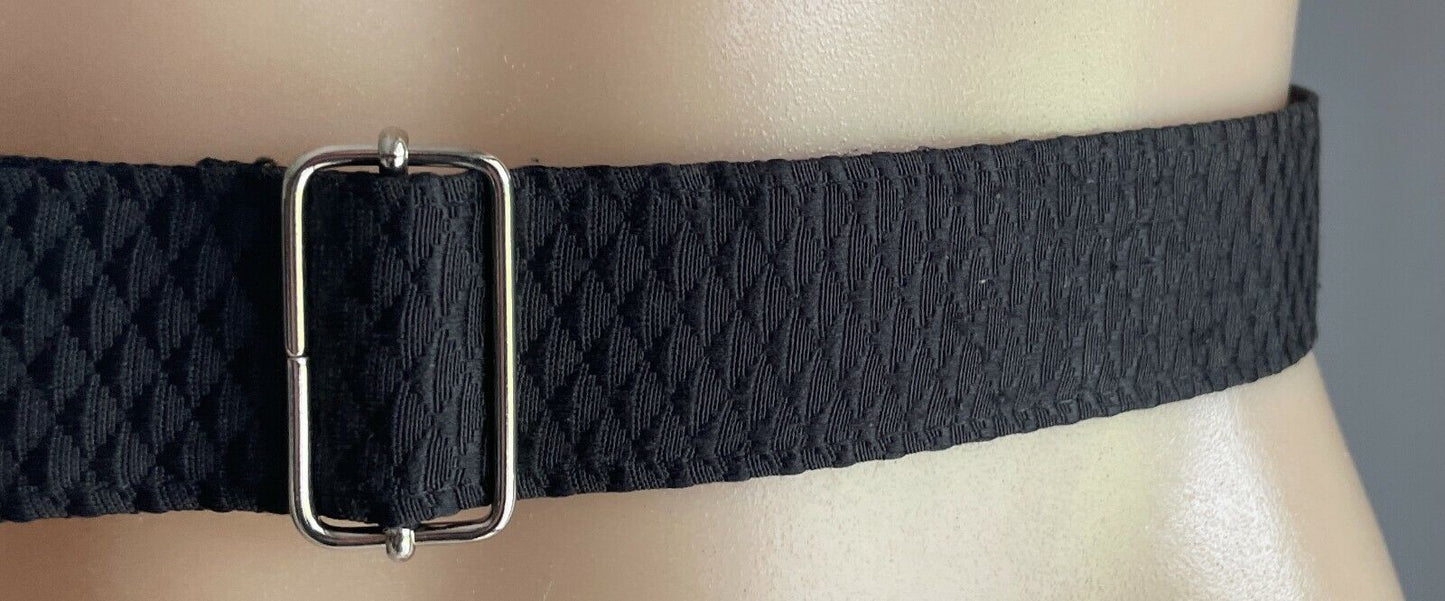 Ladies Belt ZIMMERMAN Fabric 3.5cm Black 3D Diamond Print PVC Backed Size 8 12