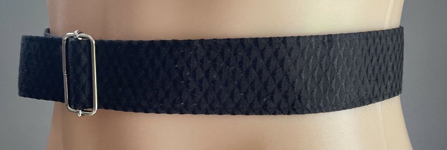 Ladies Belt ZIMMERMAN Fabric 3.5cm Black 3D Diamond Print PVC Backed Size 8 12