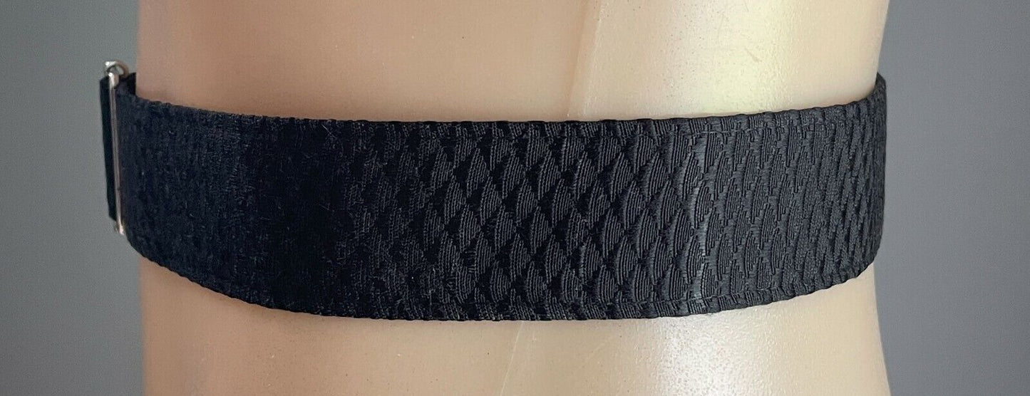 Ladies Belt ZIMMERMAN Fabric 3.5cm Black 3D Diamond Print PVC Backed Size 8 12