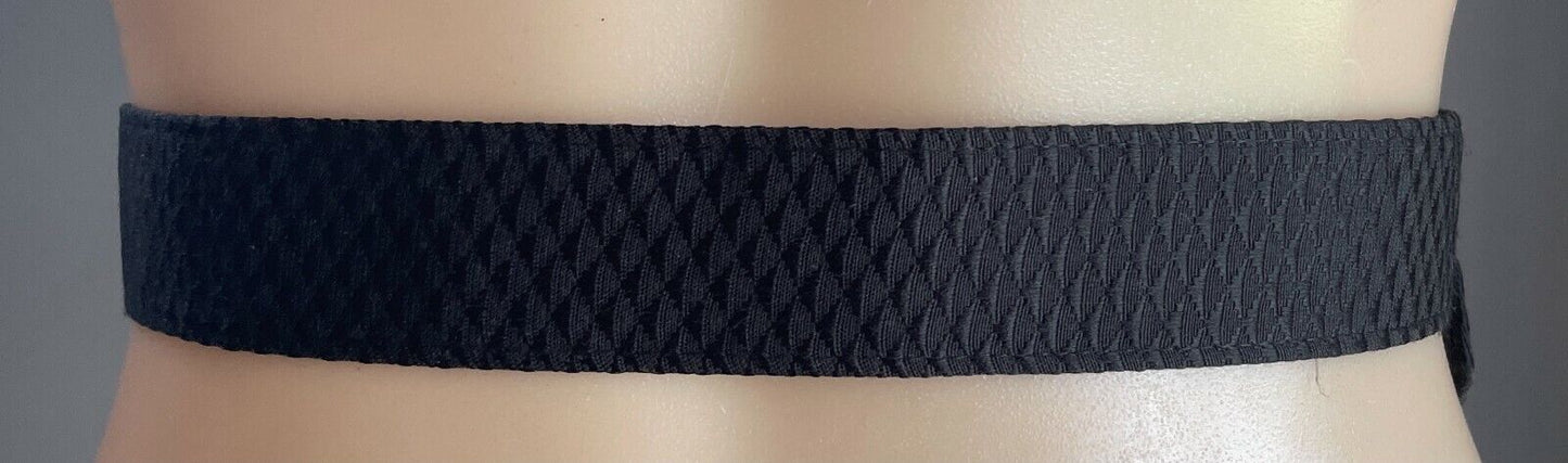 Ladies Belt ZIMMERMAN Fabric 3.5cm Black 3D Diamond Print PVC Backed Size 8 12
