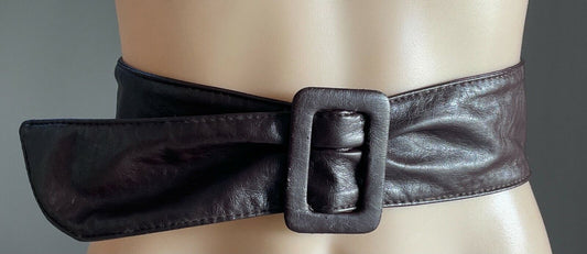 Ladies Belt Pleather 7cm Brown Obi Sash Style Size S 10
