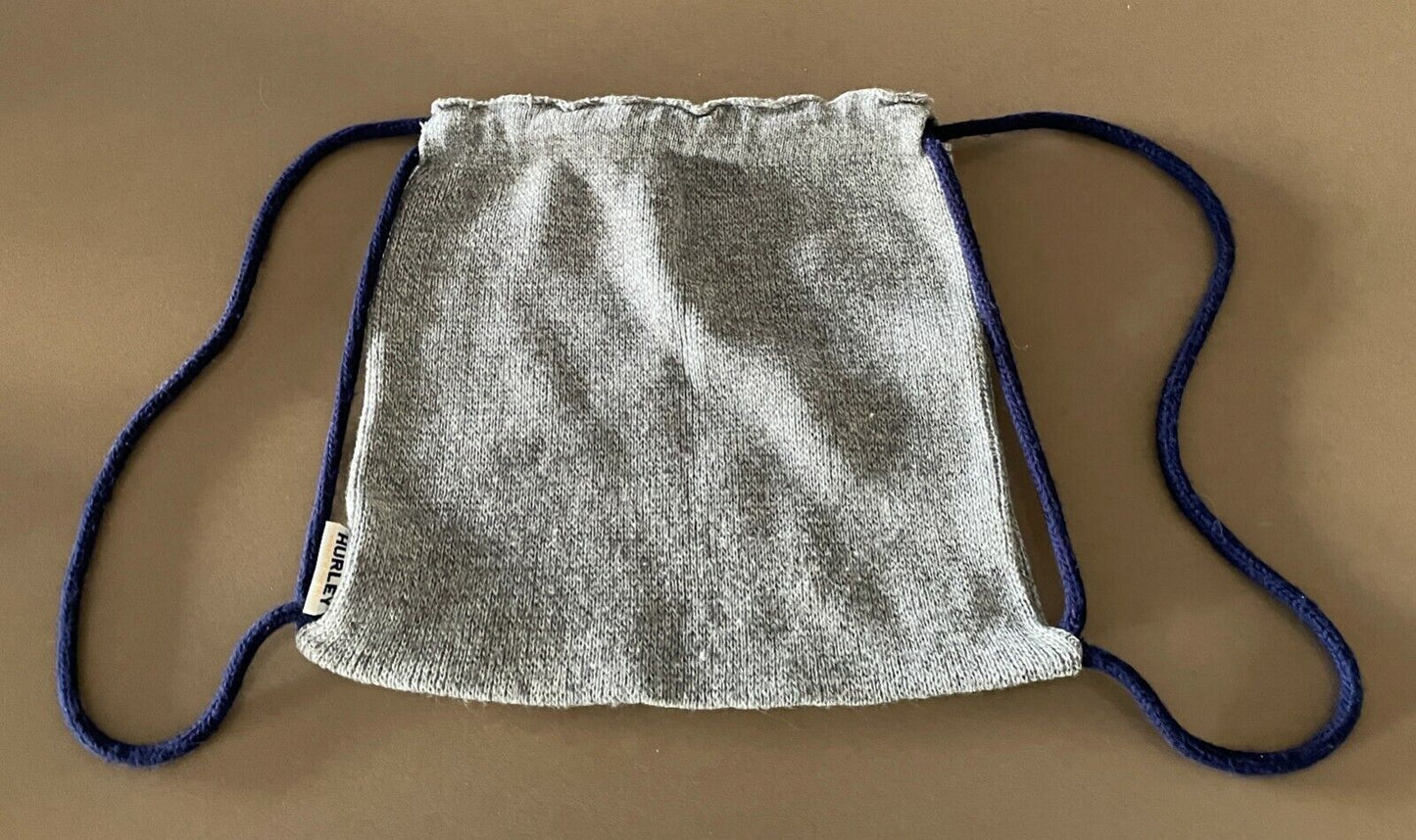 HURLEY  Grey Marle Knit Drawstring Backpack - 33cm x 34cm Dust Bag Travel