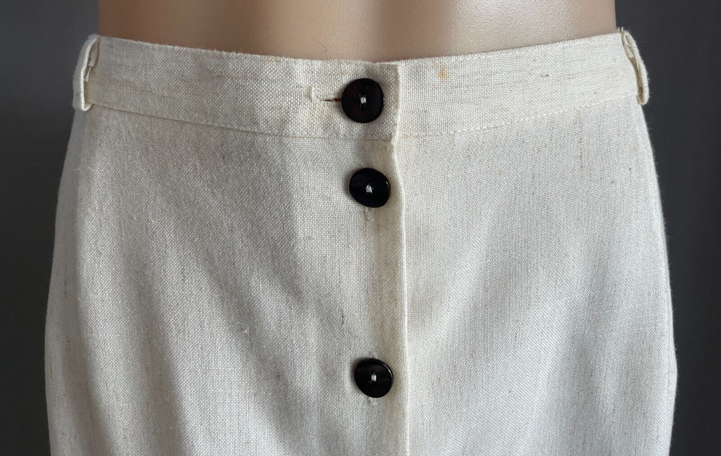Vintage COLLECTION Cream Brown Fleck Button Front Straight Midi Skirt Size 18