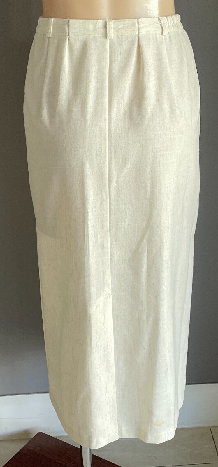 Vintage COLLECTION Cream Brown Fleck Button Front Straight Midi Skirt Size 18