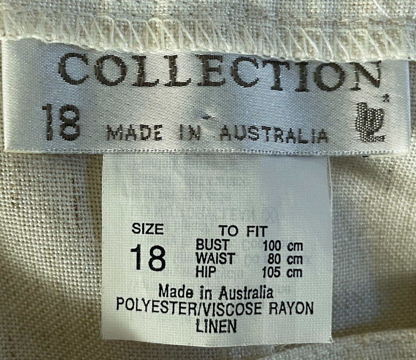 Vintage COLLECTION Cream Brown Fleck Button Front Straight Midi Skirt Size 18