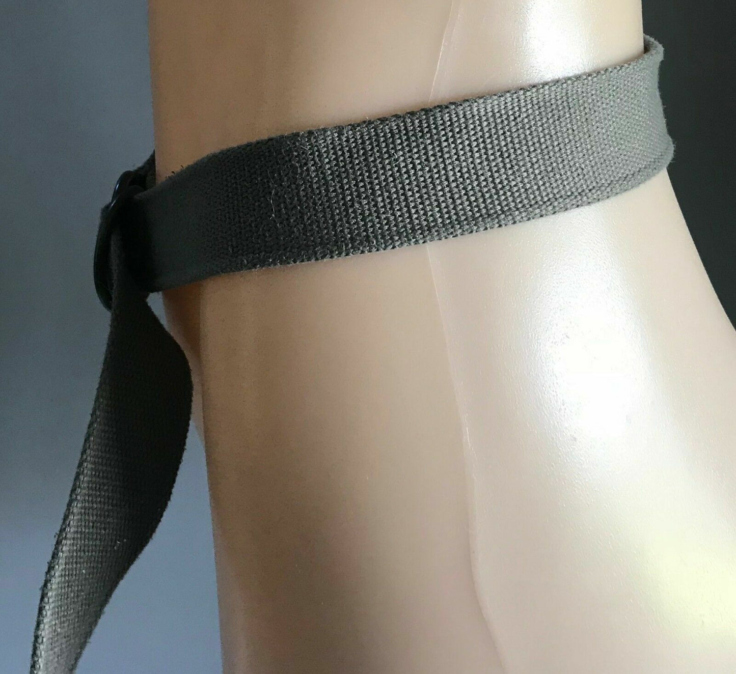 Unisex Canvas Belt 3.7cm D RING BELT Khaki Utility Adjustable 108cm Long