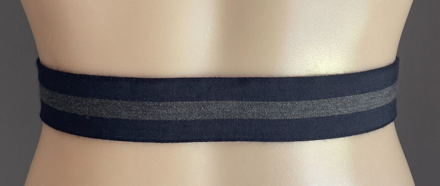 HERRINGBONE SYDNEY Utility Belt Navy Blue & Grey Stripe Wool Cotton Blend Size L