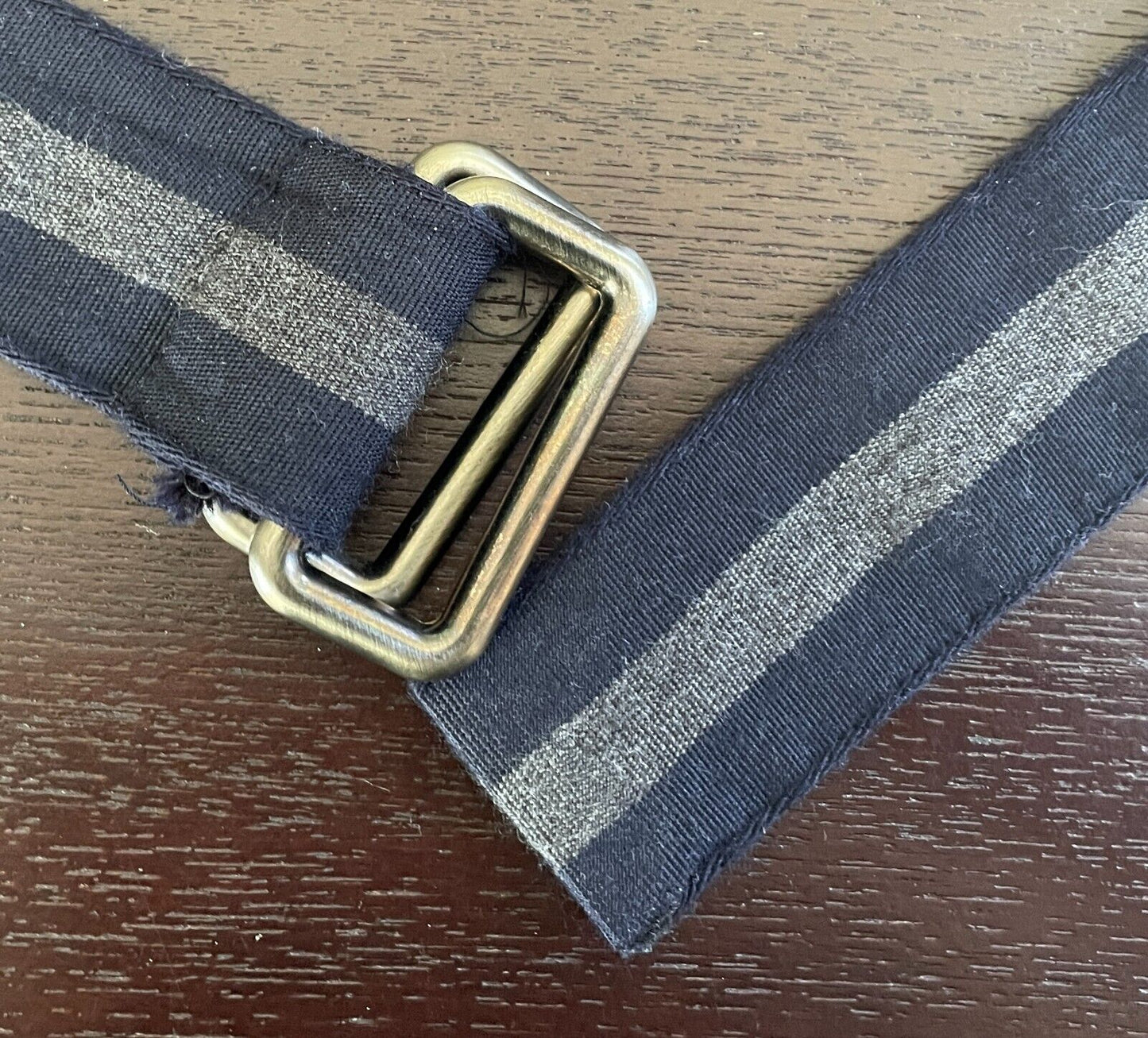 HERRINGBONE SYDNEY Utility Belt Navy Blue & Grey Stripe Wool Cotton Blend Size L