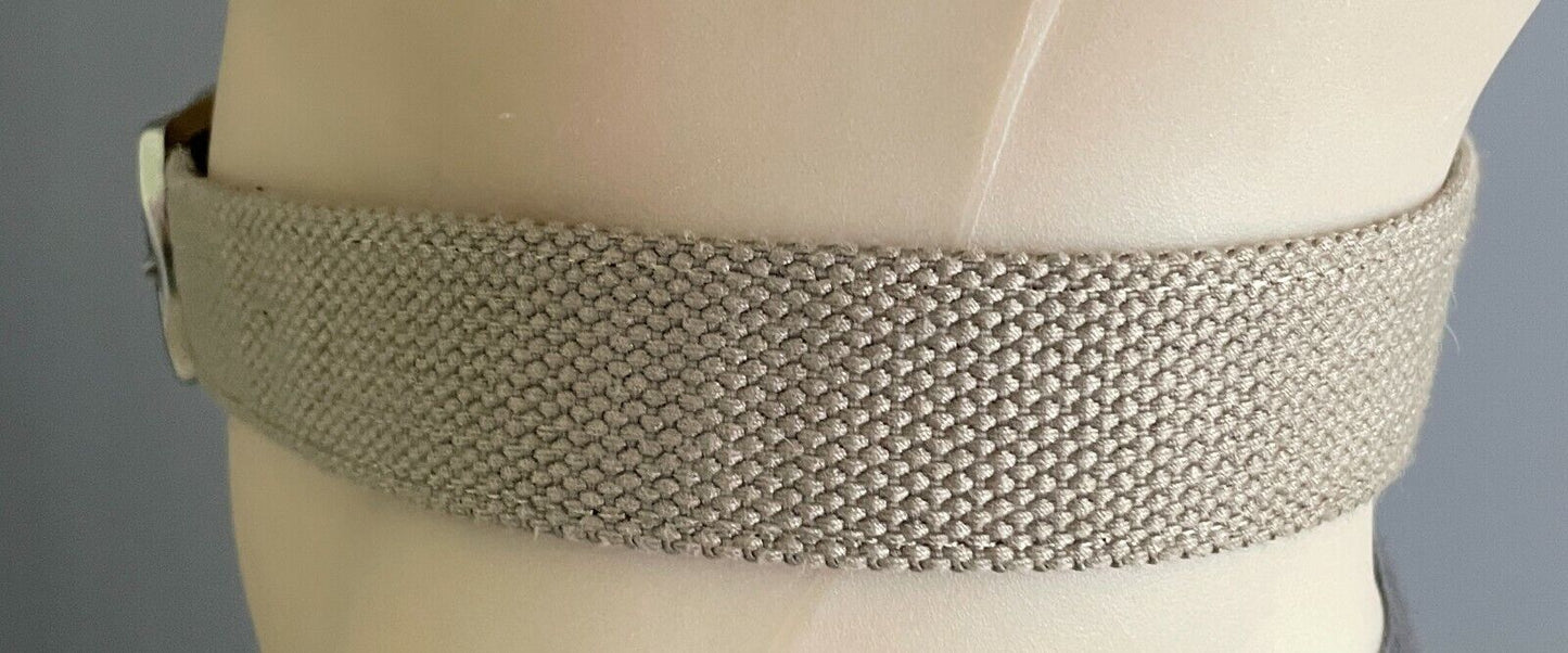 Unisex Canvas Belt 3.5cm Beige Utility Style Waist 90 105cm Silver Buckle