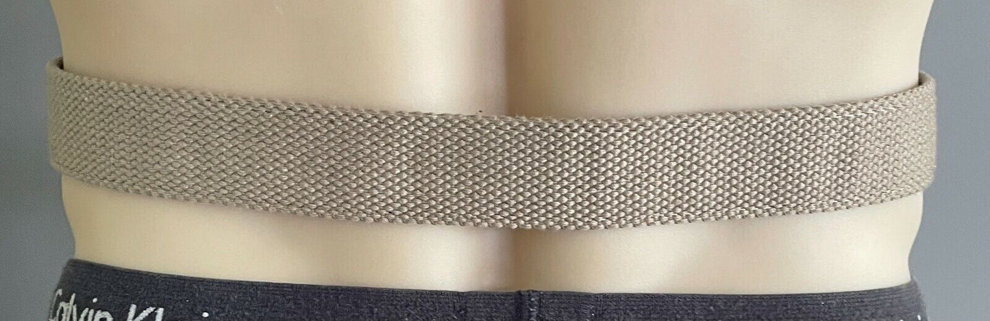 Unisex Canvas Belt 3.5cm Beige Utility Style Waist 90 105cm Silver Buckle