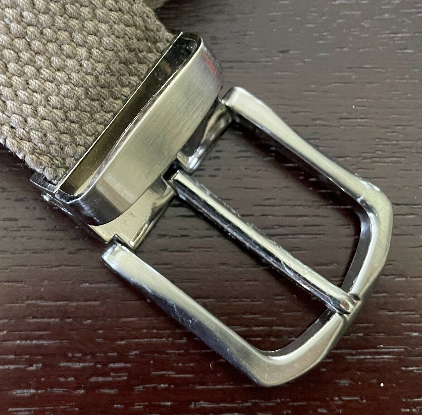 Unisex Canvas Belt 3.5cm Beige Utility Style Waist 90 105cm Silver Buckle