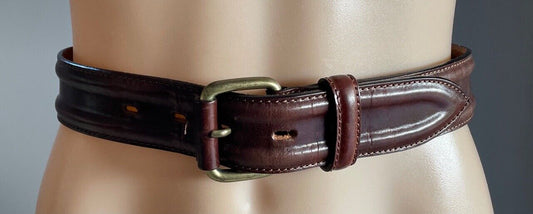 LEATHER Belt COUNTRY ROAD 4cm Brown Ladies Size S 10 L 86cm Brass Buckle 1 Pin