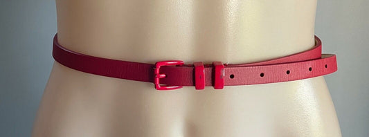 DAVID LAWRENCE LEATHER Belt 1.5cm Red To Fit Ladies Waist 82 97cm