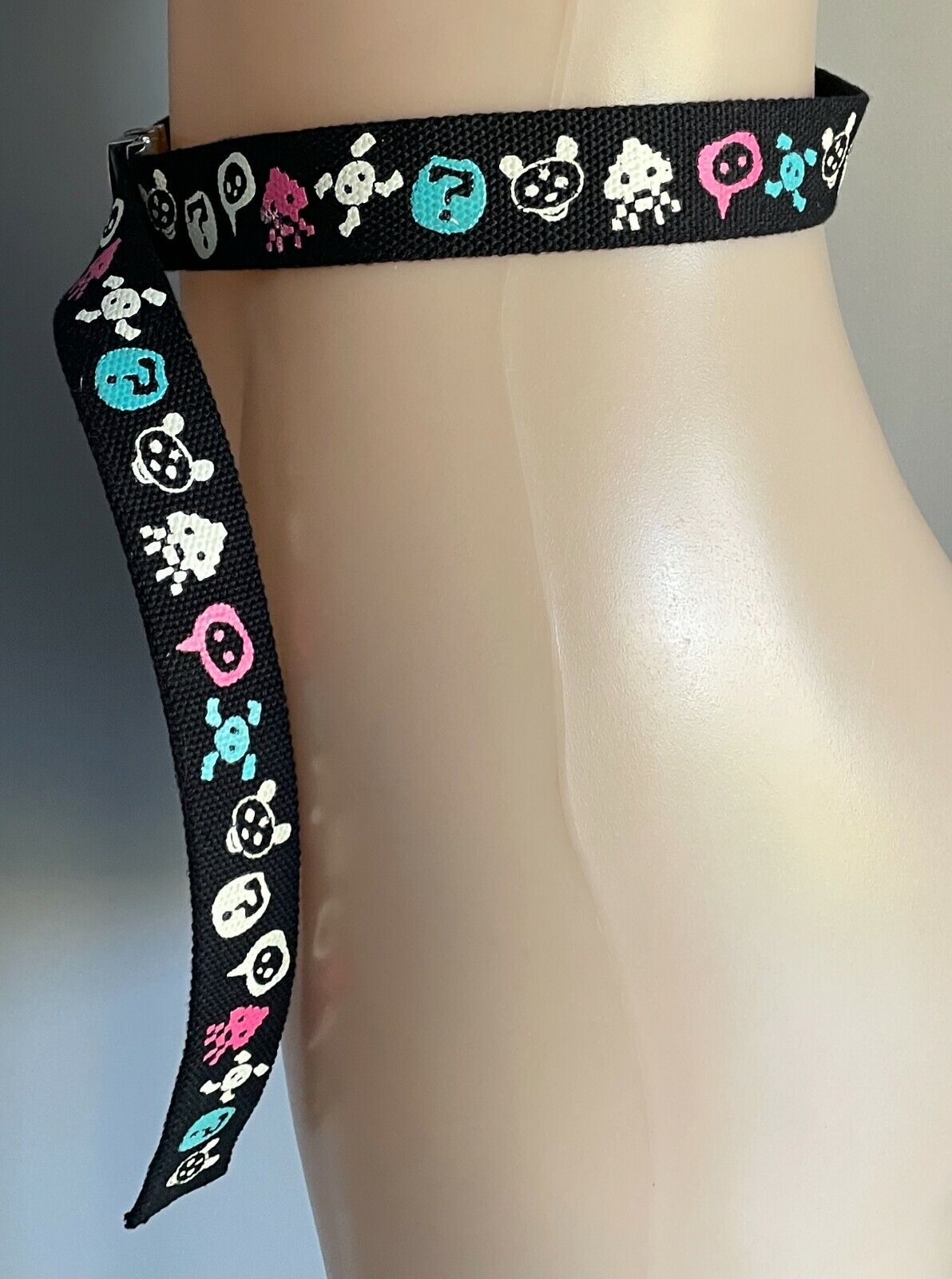 Unisex Canvas Belt ATARI Black Emoji Ratchet Style Blue Pink White 110cm
