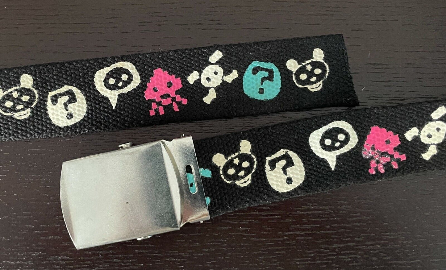 Unisex Canvas Belt ATARI Black Emoji Ratchet Style Blue Pink White 110cm