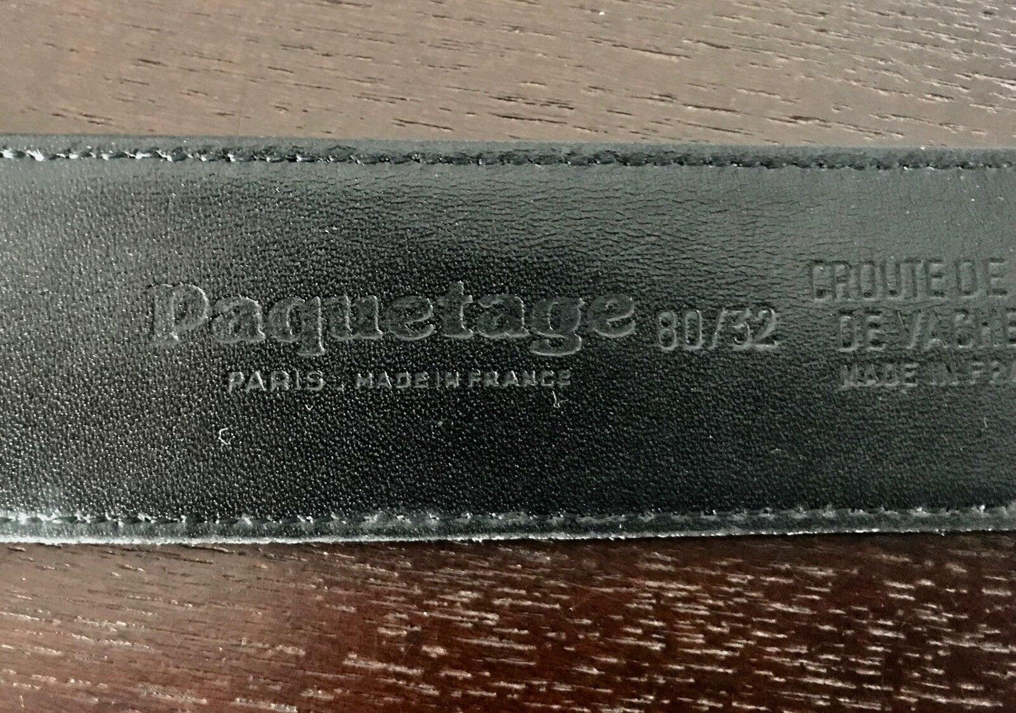 PAQUETAGE LEATHER Belt Black Contrast White Stitching Size 80cm 32" Ladies AU 10
