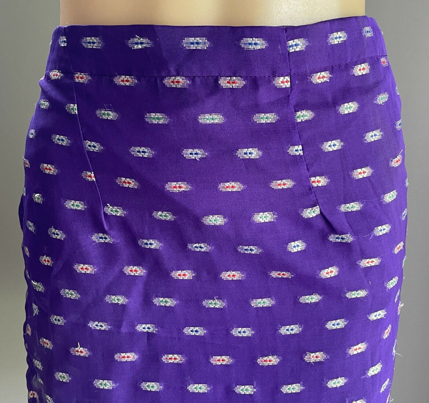SARONG WRAP SKIRT Short Cotton Purple & Silver Lightweight Knee Length Sz 10  12